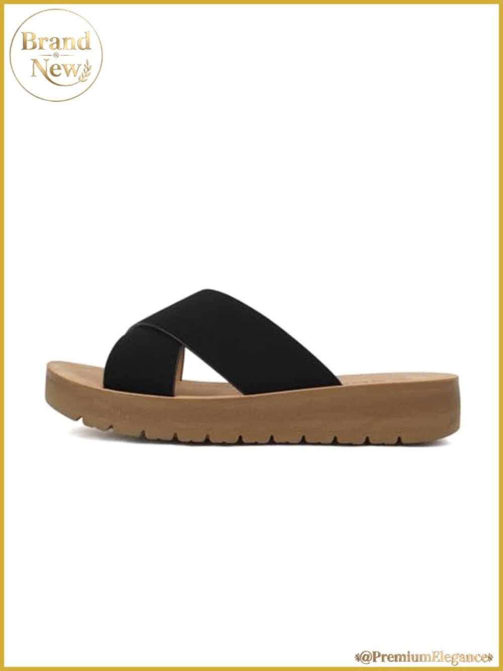 Women Open Toe Flatform Platform Crisscross Band Slide Sandals